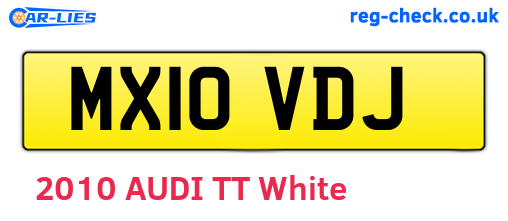 MX10VDJ are the vehicle registration plates.