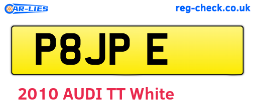 P8JPE are the vehicle registration plates.