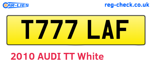 T777LAF are the vehicle registration plates.