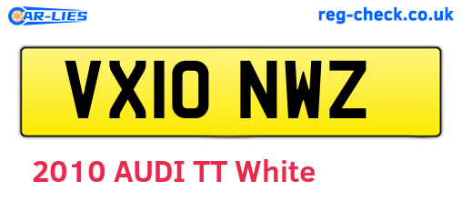 VX10NWZ are the vehicle registration plates.