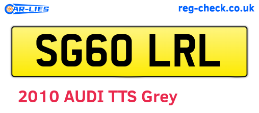 SG60LRL are the vehicle registration plates.