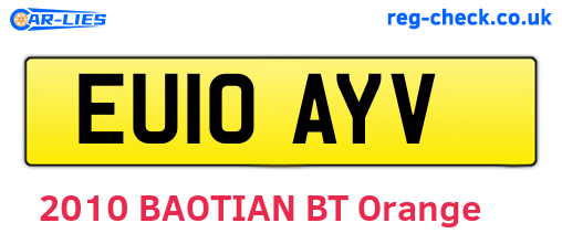 EU10AYV are the vehicle registration plates.