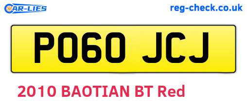 PO60JCJ are the vehicle registration plates.