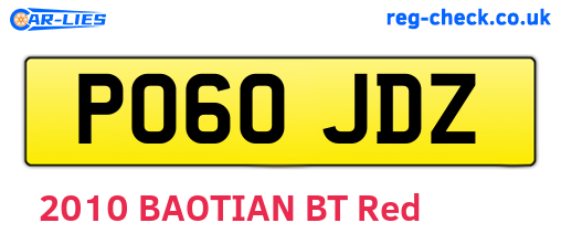 PO60JDZ are the vehicle registration plates.