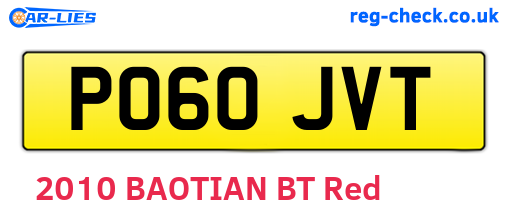 PO60JVT are the vehicle registration plates.
