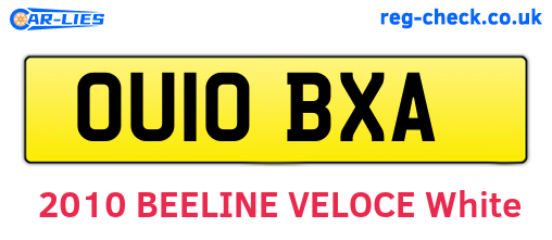 OU10BXA are the vehicle registration plates.