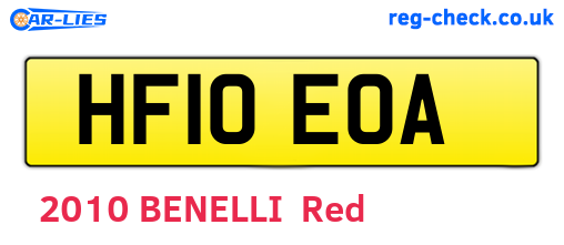 HF10EOA are the vehicle registration plates.