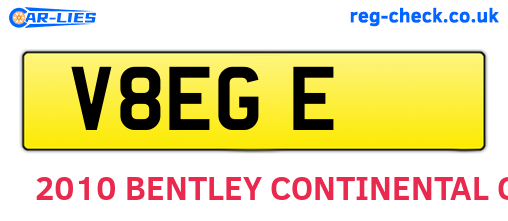 V8EGE are the vehicle registration plates.