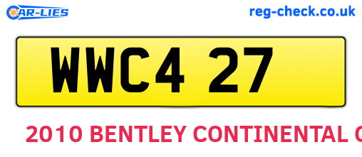 WWC427 are the vehicle registration plates.