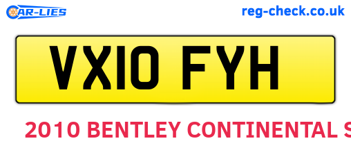VX10FYH are the vehicle registration plates.
