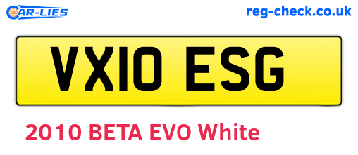 VX10ESG are the vehicle registration plates.
