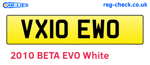 VX10EWO are the vehicle registration plates.
