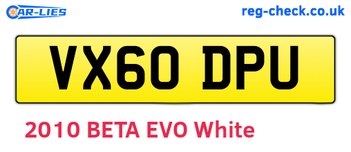 VX60DPU are the vehicle registration plates.