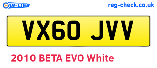 VX60JVV are the vehicle registration plates.