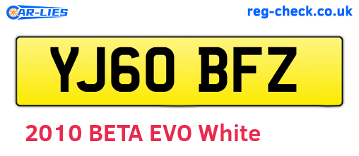 YJ60BFZ are the vehicle registration plates.
