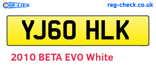 YJ60HLK are the vehicle registration plates.