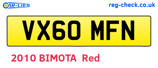 VX60MFN are the vehicle registration plates.