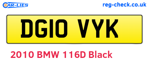 DG10VYK are the vehicle registration plates.