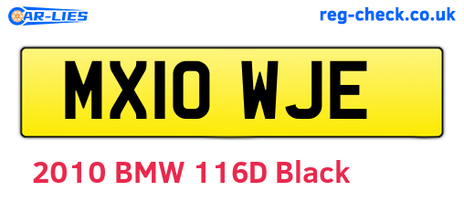 MX10WJE are the vehicle registration plates.