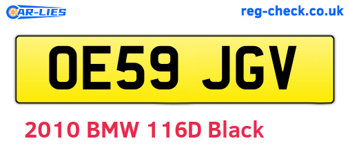 OE59JGV are the vehicle registration plates.