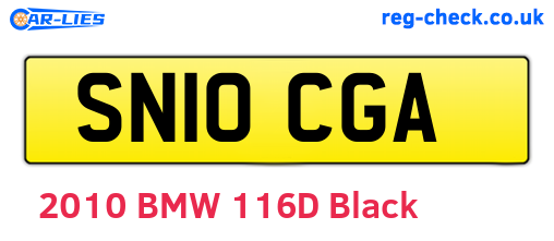 SN10CGA are the vehicle registration plates.