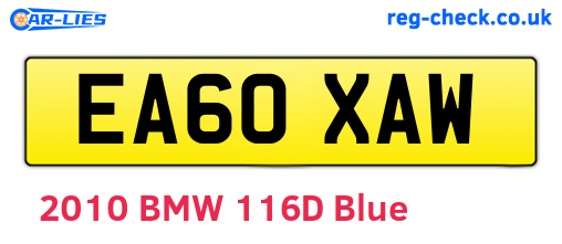 EA60XAW are the vehicle registration plates.