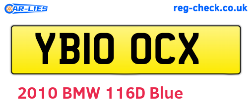 YB10OCX are the vehicle registration plates.