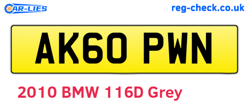 AK60PWN are the vehicle registration plates.