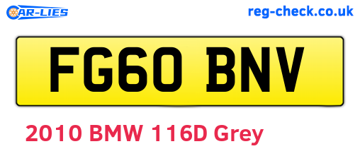 FG60BNV are the vehicle registration plates.