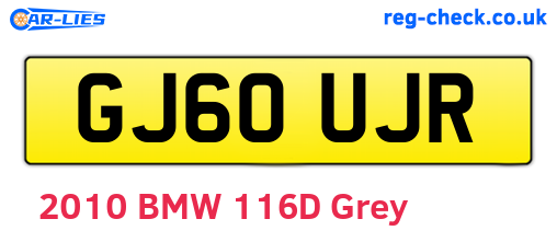 GJ60UJR are the vehicle registration plates.