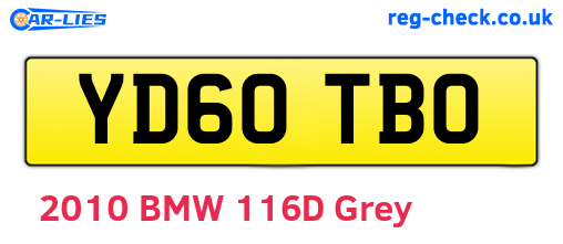 YD60TBO are the vehicle registration plates.