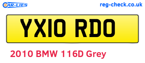 YX10RDO are the vehicle registration plates.