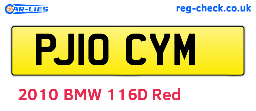 PJ10CYM are the vehicle registration plates.