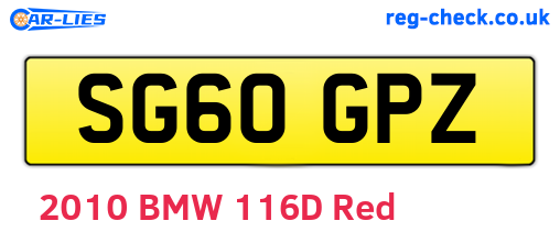 SG60GPZ are the vehicle registration plates.