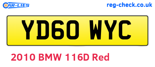 YD60WYC are the vehicle registration plates.