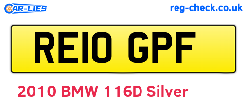 RE10GPF are the vehicle registration plates.