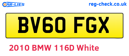 BV60FGX are the vehicle registration plates.