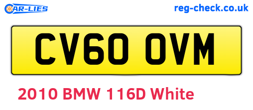 CV60OVM are the vehicle registration plates.
