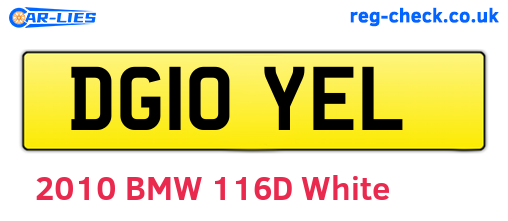 DG10YEL are the vehicle registration plates.