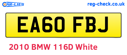 EA60FBJ are the vehicle registration plates.