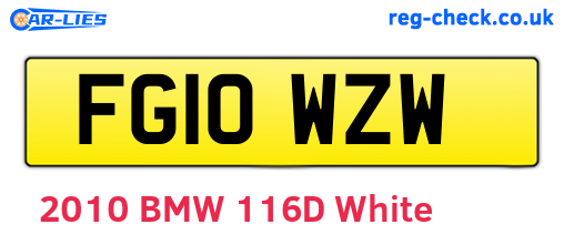 FG10WZW are the vehicle registration plates.