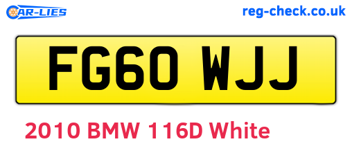 FG60WJJ are the vehicle registration plates.