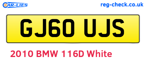 GJ60UJS are the vehicle registration plates.