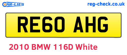 RE60AHG are the vehicle registration plates.