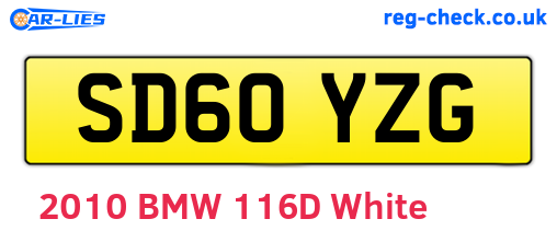 SD60YZG are the vehicle registration plates.