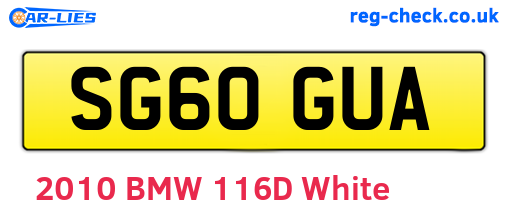SG60GUA are the vehicle registration plates.