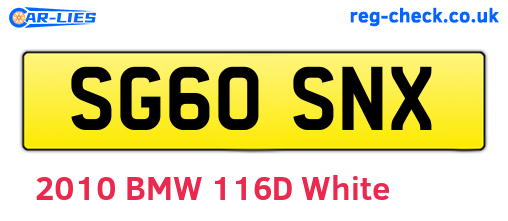 SG60SNX are the vehicle registration plates.