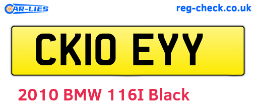 CK10EYY are the vehicle registration plates.
