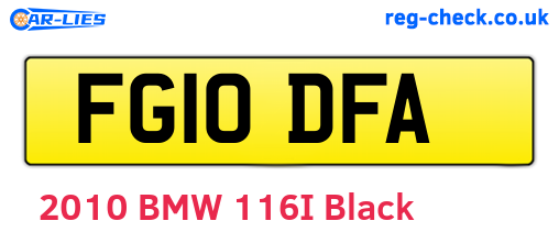 FG10DFA are the vehicle registration plates.