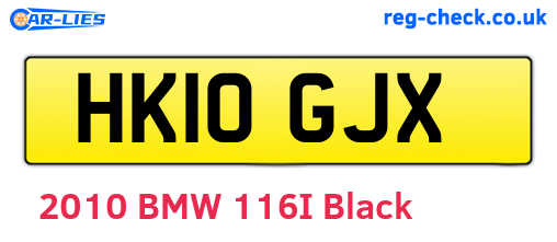 HK10GJX are the vehicle registration plates.
